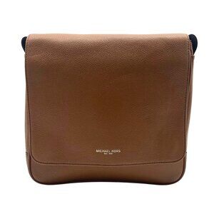 Michael Kors Medium Brown Crossgrain Leather Harrison Messenger Bag